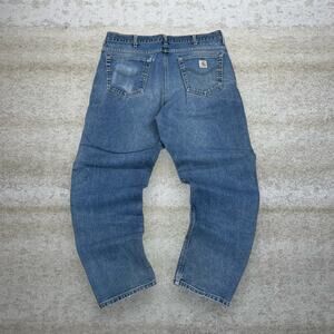 Vintage 90s Carhartt Jeans 38x32 Baggy Wide Leg Fit Medium Wash Denim